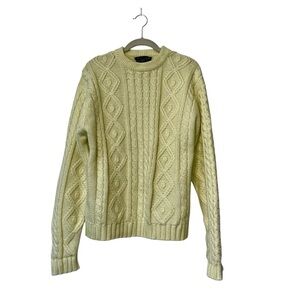 VTG Christopher Rand Cableknit Ivory Acrylic‎ Grandpa Sweater LG Fisherman